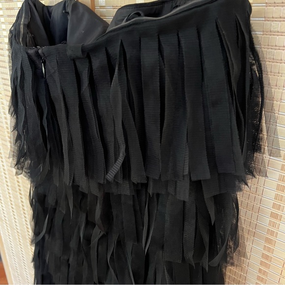 Ann Taylor Tulle Fringe Strapless Evening Formal Black Dress - Picture 5 of 8
